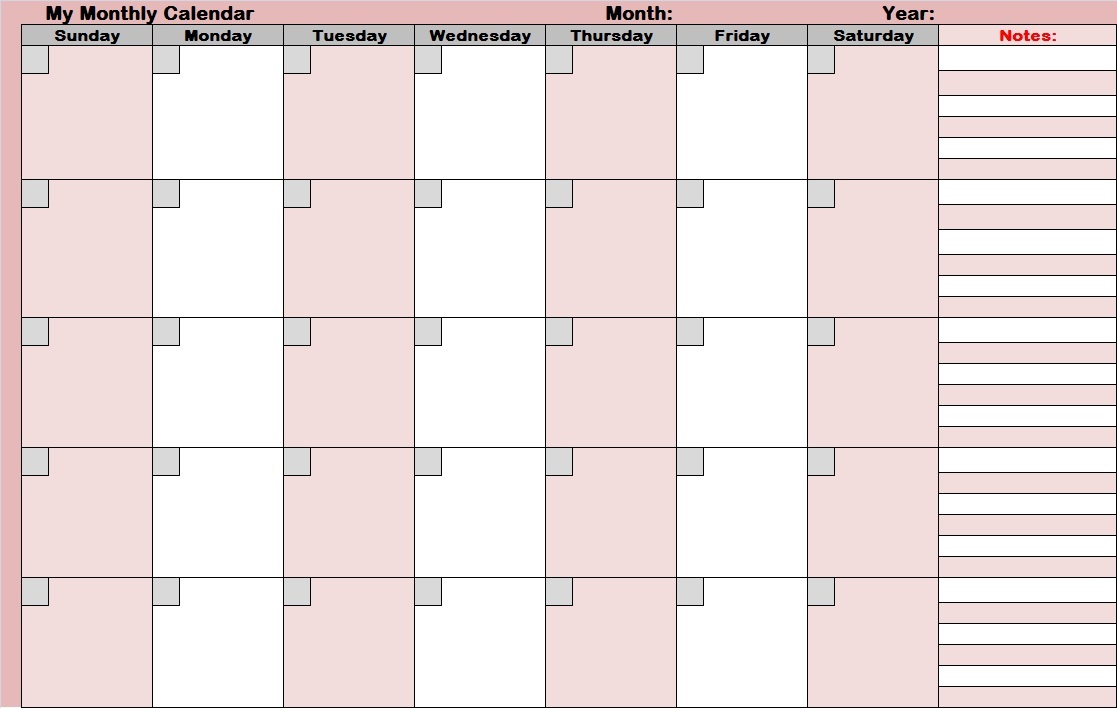 Full Size Blank Printable Calendar  New Calendar Template Site