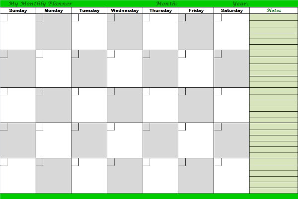 One of the useful printable monthly planners you can utilize