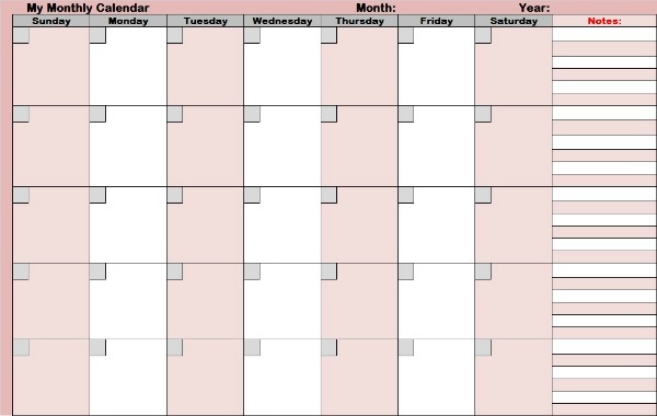 Blank monthly calendars that can help you monitor and scan your days of the month