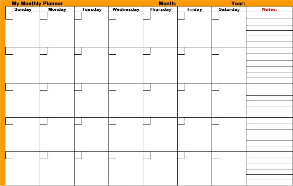 An example of simple monthly planners for your overview of the month.